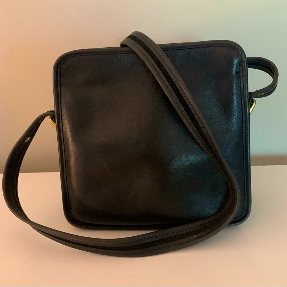 Vintage Coach Black Leather Crossbody Purse